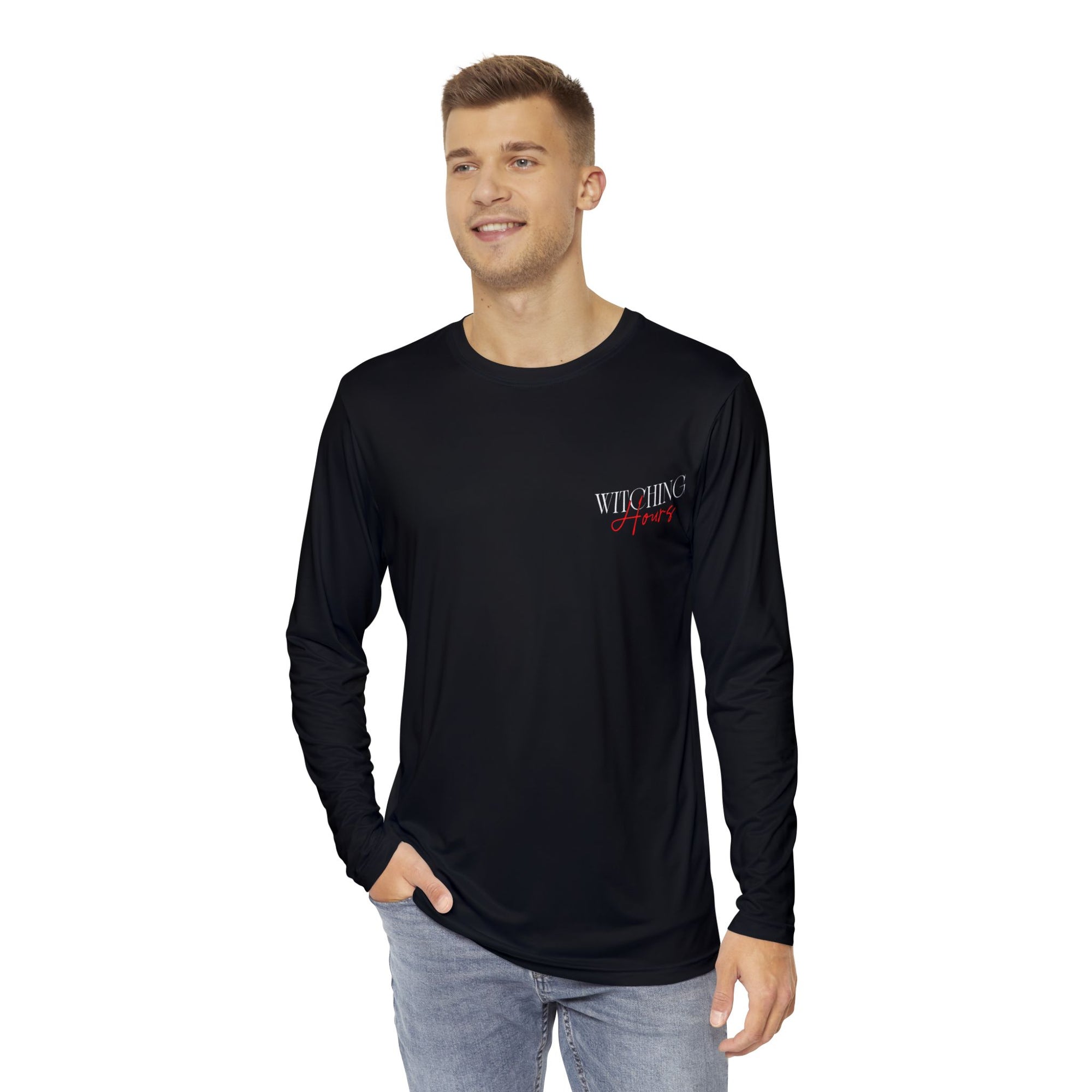 Starry Night Camping Long Sleeve Shirt, Men's AOP Shirt, Outdoor Adventure Tee, Gift for Campers, Cozy Style for Nature Lovers