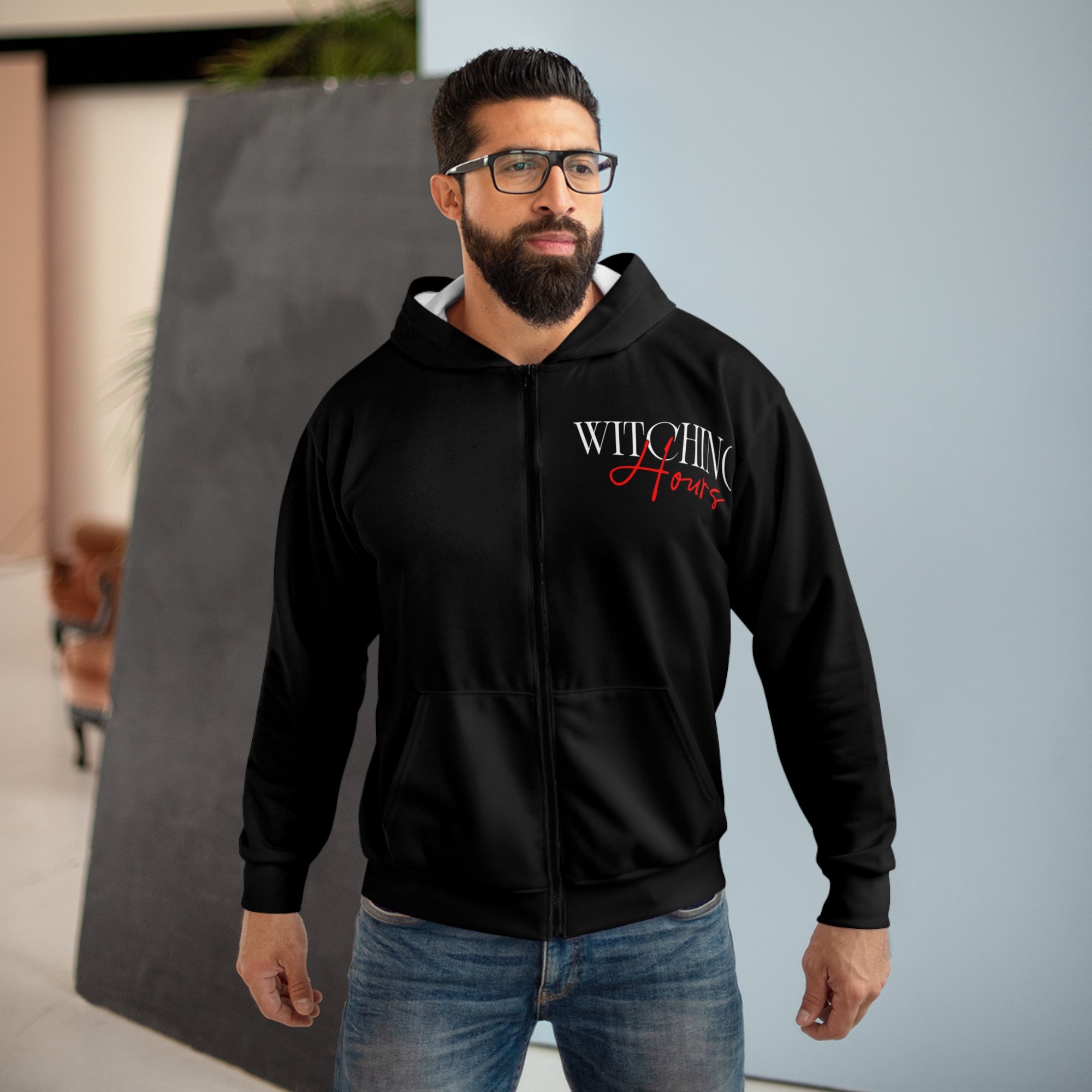 Unisex Zip Hoodie - Witching Hours & Starry Night Camping, Cozy Fashion, Great for Camping, Fall Accents, Casual Wear, Gift
